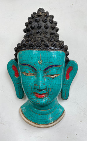 One of a kind Turquoise Mask/Wall Plaque Buddha