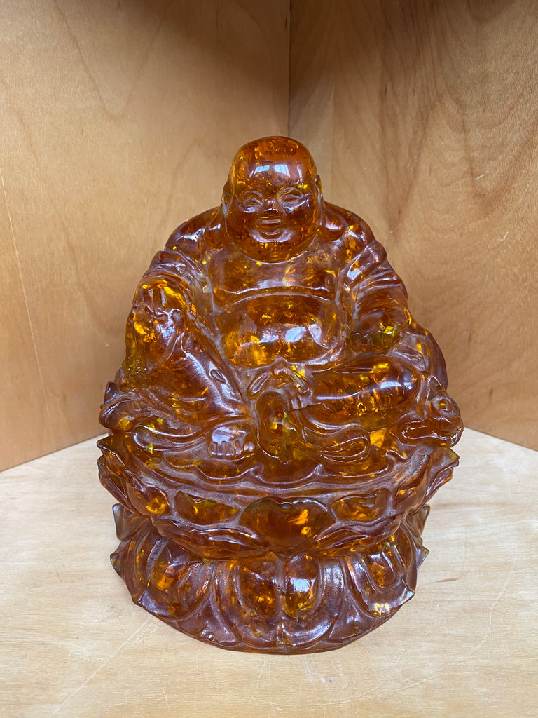 Reconstituted Antique Amber Buddha Statue