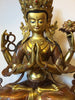 Large Brass Nepalese Gold Face Chenrezig Statue