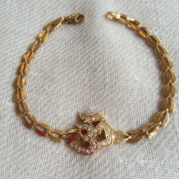 Diamond Om 14k Gold Bracelet