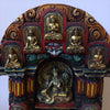 Painted Wooden Enclave with 5 Buddhas and Tara Statue